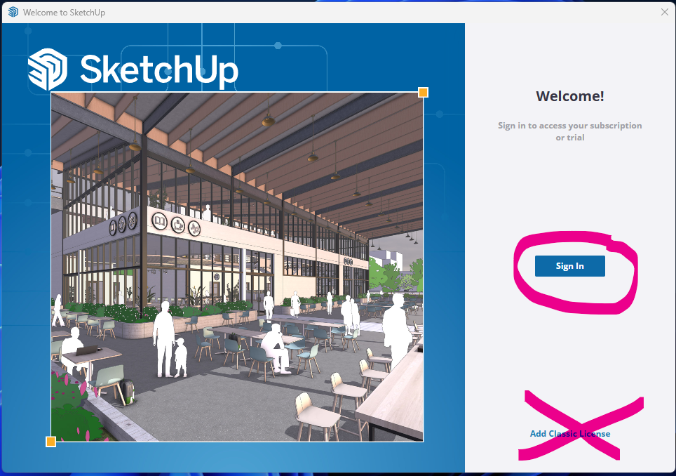 SketchUp Welcome scherm