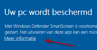 Klik bij deze melding op"meer informatie"